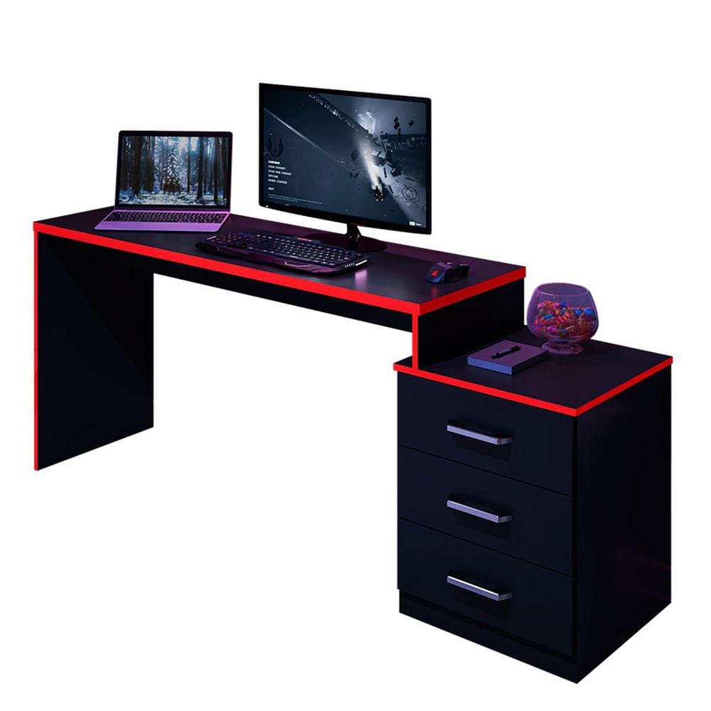 Mesa Gamer com Regulagem de Altura e Gaveteiro DRX-5000