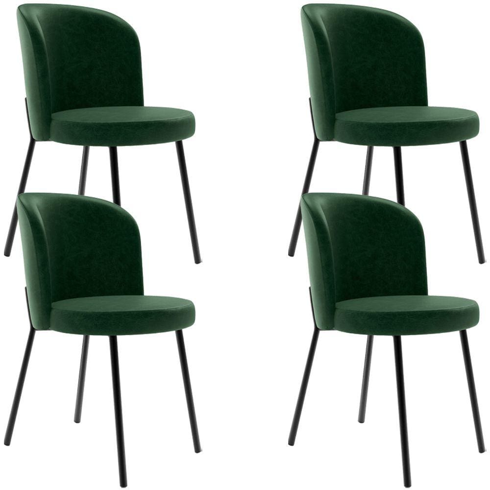 Kit 4 Cadeiras Sala de Jantar Estofada Gavi L02 Couríssimo Verde Musgo - Lyam Decor