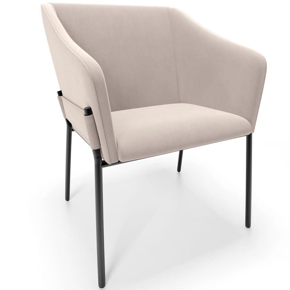 Cadeira Para Sala de Jantar Estar Living Olívia L02 Suede Bege - Lyam Decor
