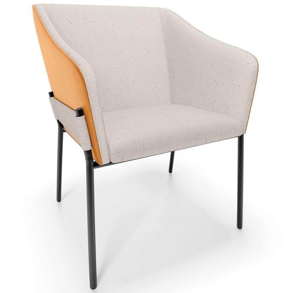 Cadeira Para Sala de Jantar Estar Living Olívia L02 Linho Cru Couríssimo Whisky - Lyam Decor