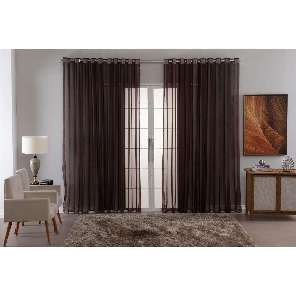 Cortina Sala Quarto Voal Liso Delicate 300X220 Transparente