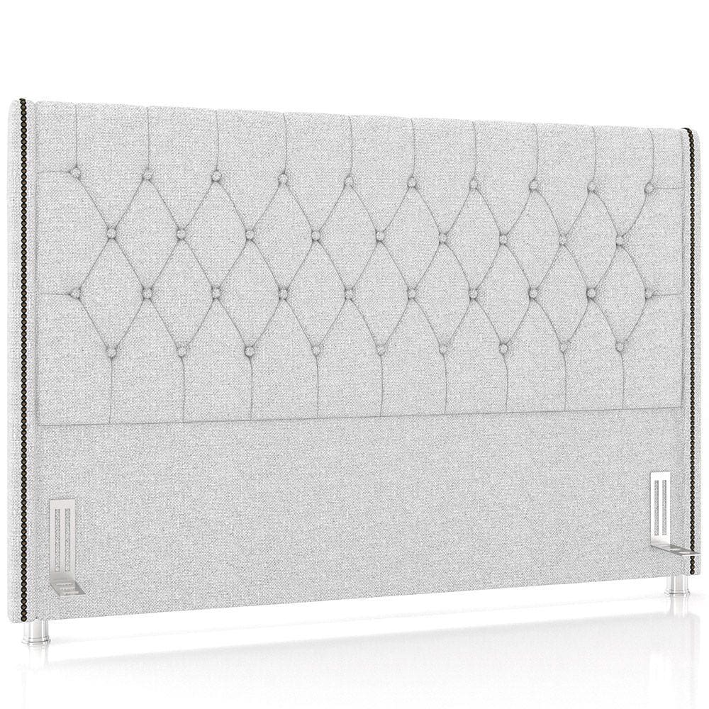 Cabeceira Cama Box King 195cm Estofada Frizza P05 Linho Cinza Claro - Lyam Decor