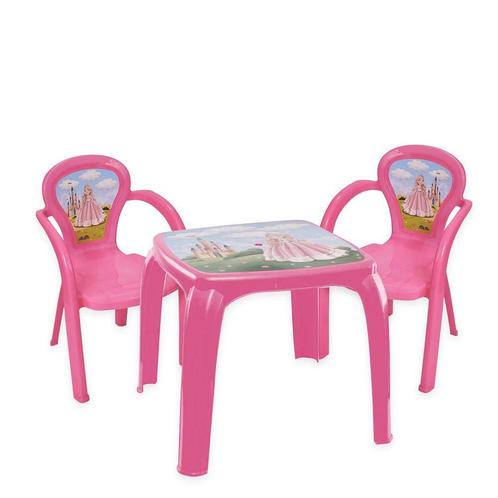 Mesinha C/ 2 Cadeiras Infantil De Atividades Desenhos