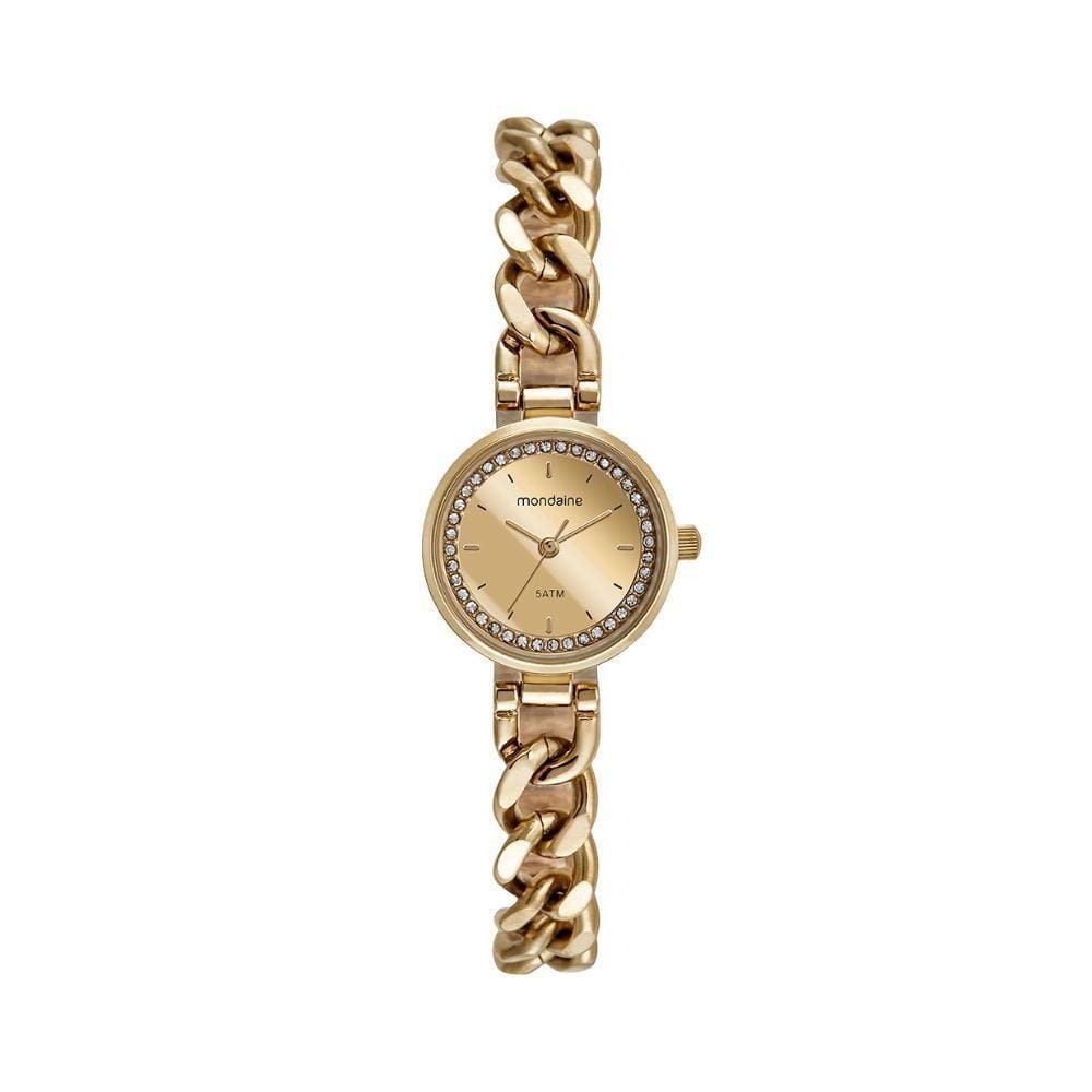Relógio Mondaine Feminino Pulseira Aço Dourado 32613Lpmvde1