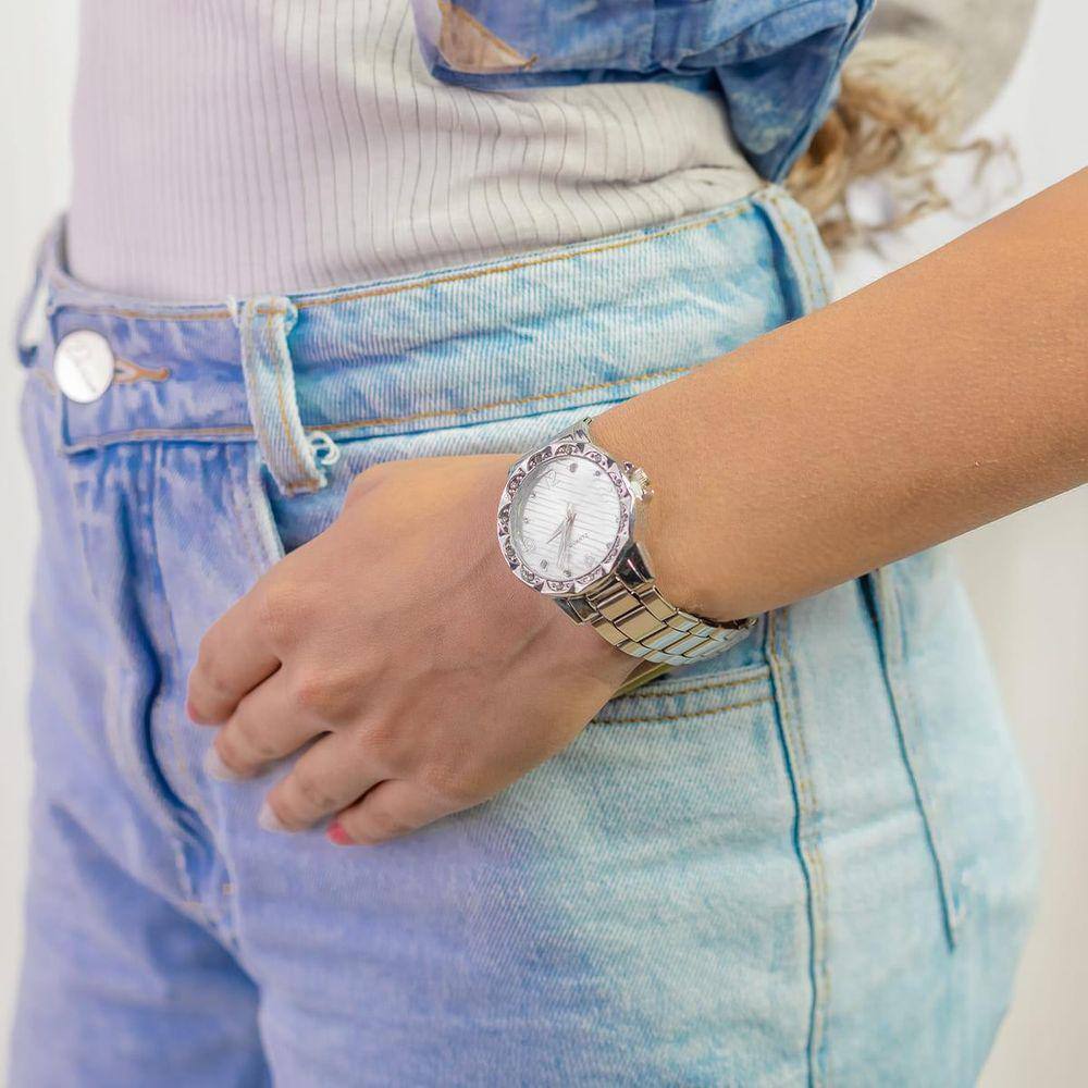 Relógio Feminino Prata Quartz Para Jovens