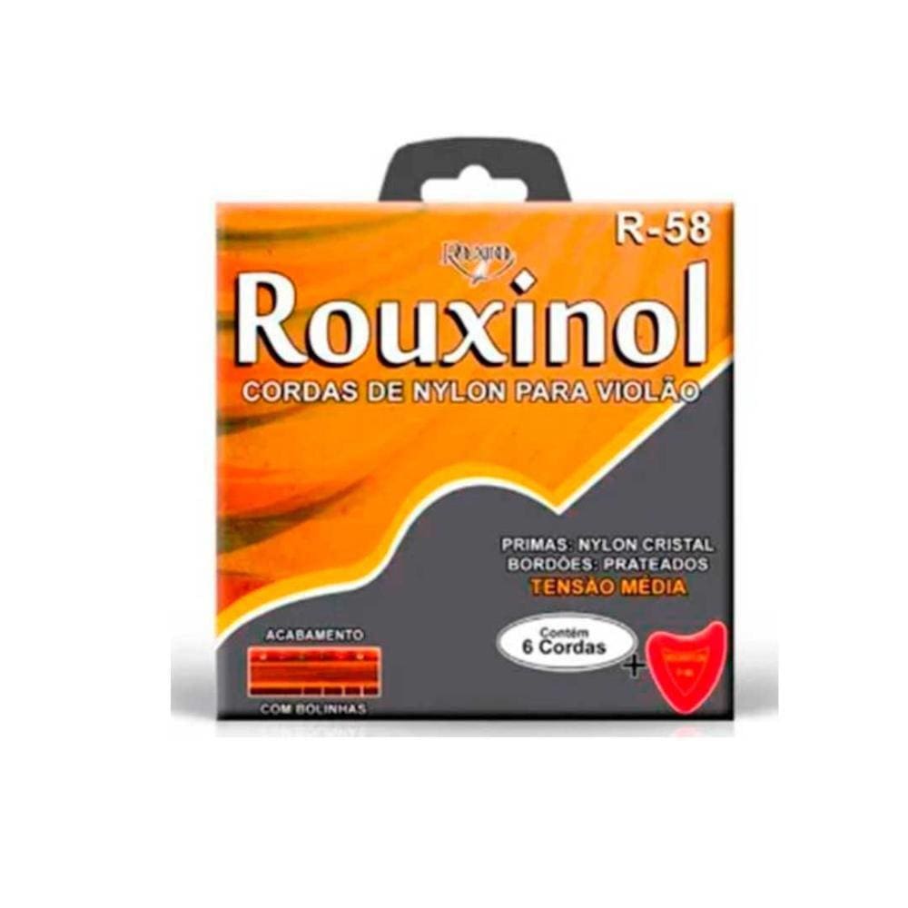 Encordoamento Violão Nylon-cristal/prateada Tensão Média Rouxinol - R58 [F108]