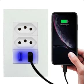 Tomada USB com Espelho 4x2 e LED - Valecom