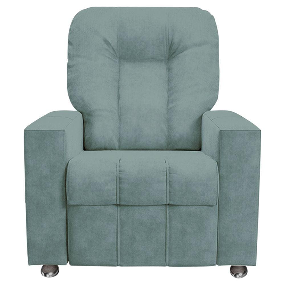Poltrona do Papai Reclinável Romeo F05 Veludo Azul Claro - Lyam Decor