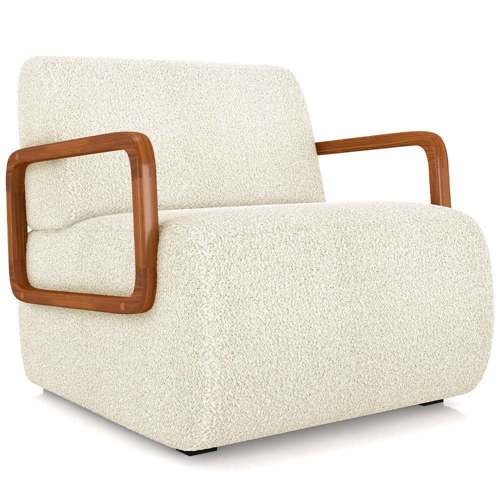 Poltrona Decorativa Orgânica Bruxelas K01 Bouclê Creme - Lyam Decor