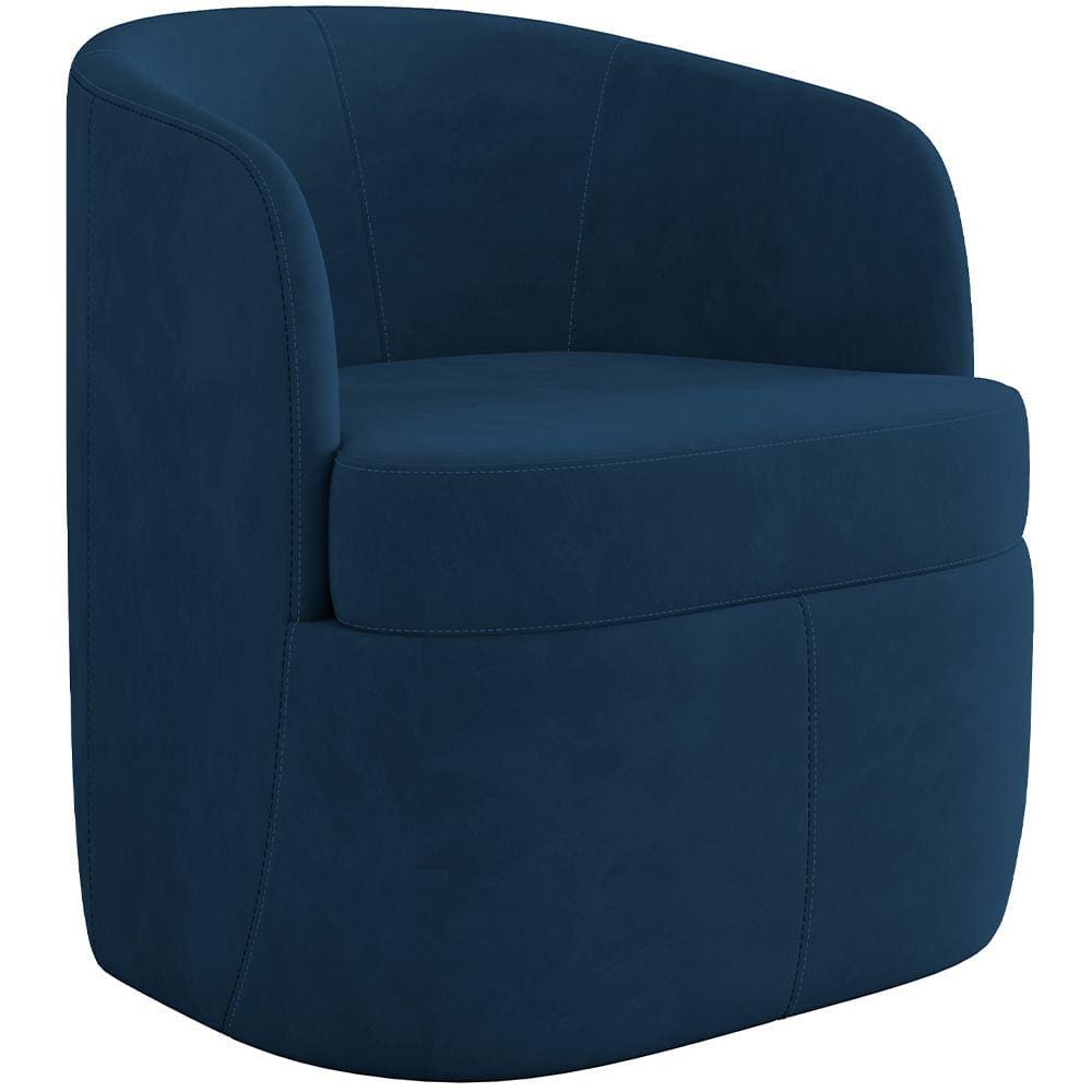 Poltrona Decorativa Giratória Para Sala de Estar Siena K01 Veludo Azul Marinho - Lyam Decor