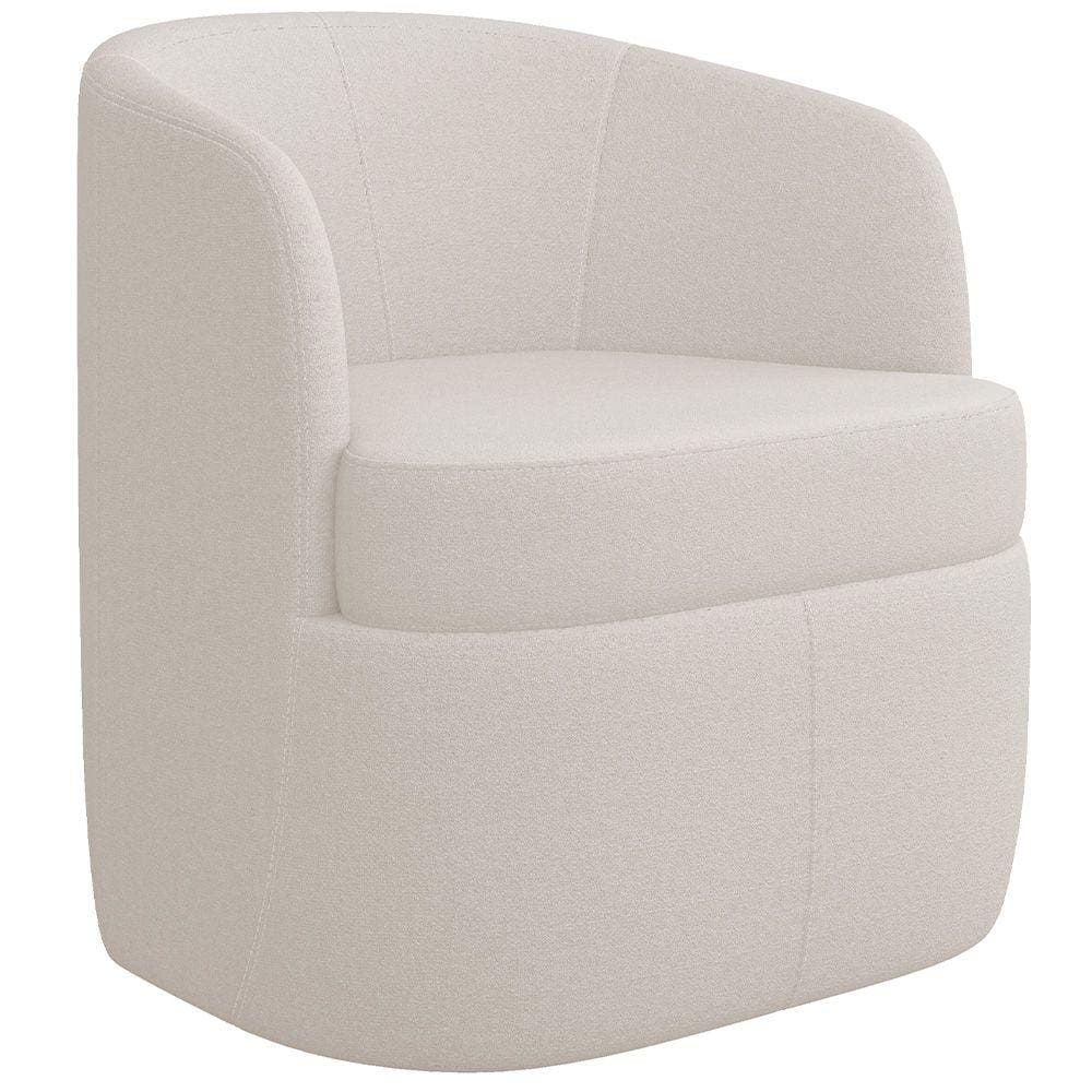 Poltrona Decorativa Giratória Para Sala de Estar Siena K01 Bouclê Creme - Lyam Decor