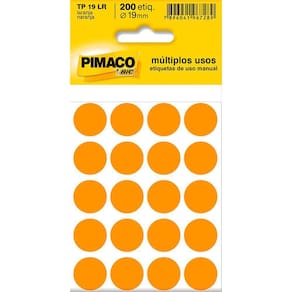 Etiqueta Multiuso Ø 19 Mm 10 Folhas Tp19 Laranja Pimaco