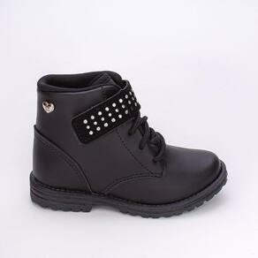 Bota Coturno Kidy Fashion Feminino com Aplicação Preto