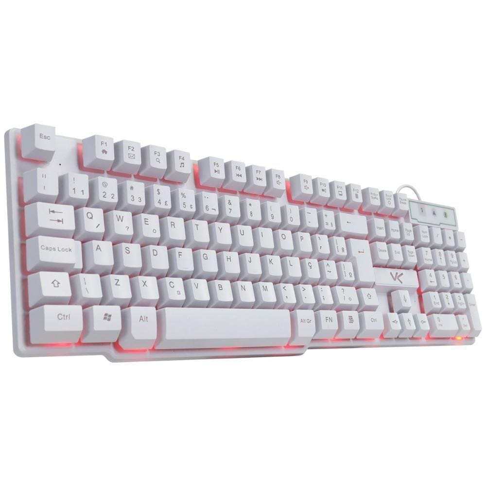 Teclado Gamer Vx Gaming Hydra Branco Abnt2 Multimídia Com Le