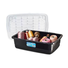 Organizador Container Preto 10 Litros Com Tampa 42X28X12Cm