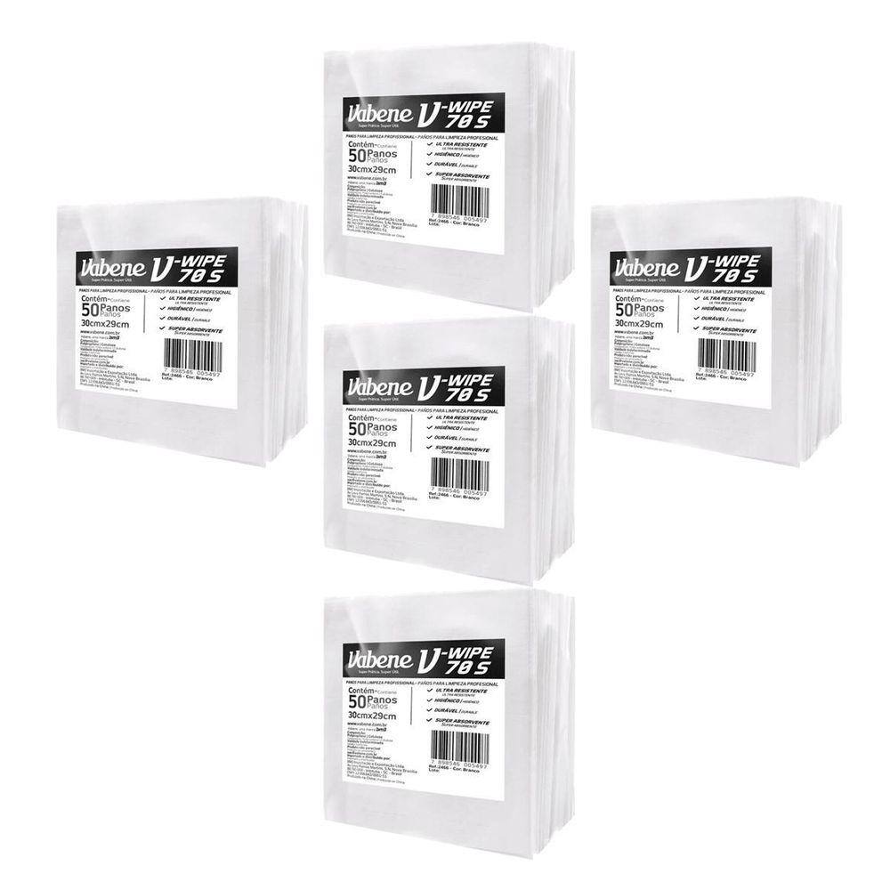 Pano V Wipe 70S 30X29Cm Branco Pac 50 Kit 5