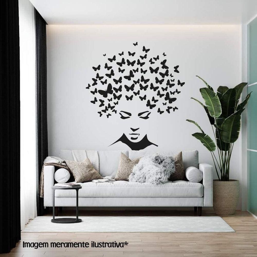 Adesivo De Parede Mulher E Borboletas