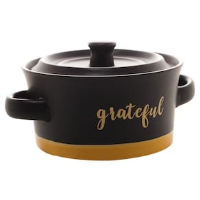 Mini Caçarola de Cerâmica Grateful Preto Matt/Amarelo 13cm x