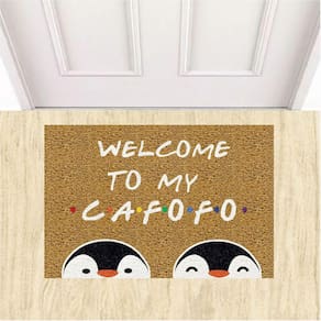 Tapete Capacho Divertido Welcome To My Cafofo Pinguins LGBT.