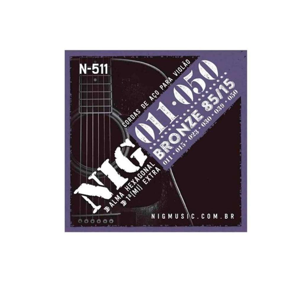 Encordoamento Violão Aço-bronze 85/15 Nig 011" - 050" - 1ª Corda (mí) Extra N511 [F108]