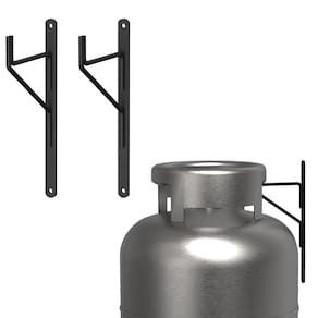 Kit 2 Suporte Suspenso Para Botijão De Gás Externo Preto