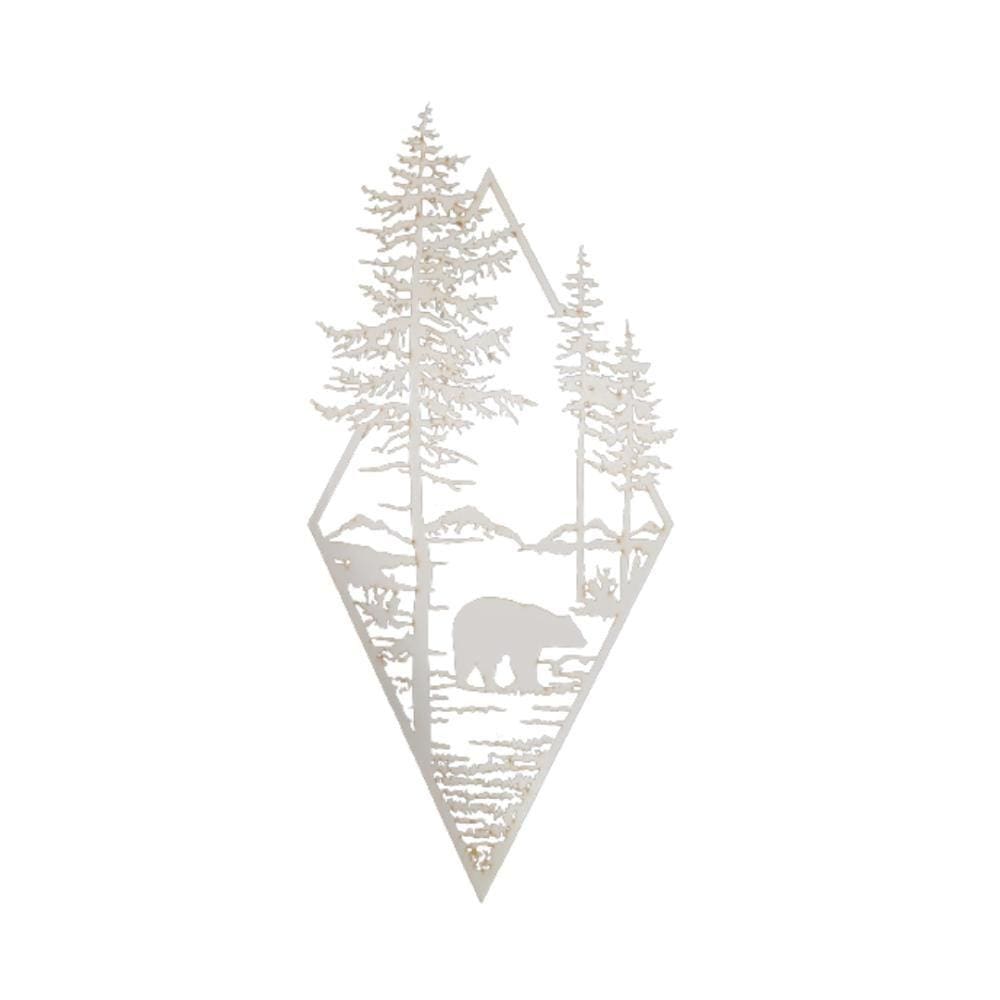 Urso Decorativo Mata Mdf 3mm Branco 43x20 Cm [F031]