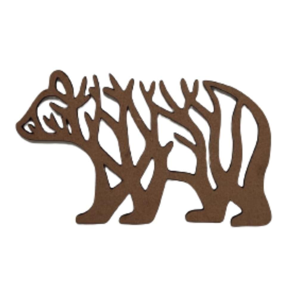 Urso Decorativo Raizes Mdf 3mm Natural Cru 19x11 Cm [F031]