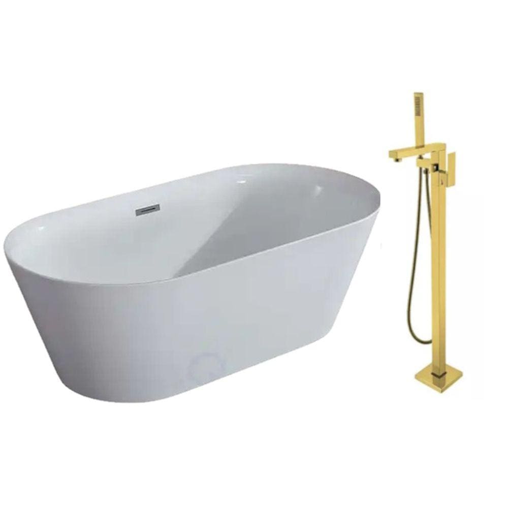 Kit Banheira Freestanding Venezza 1.50m c/Misturador Dourado