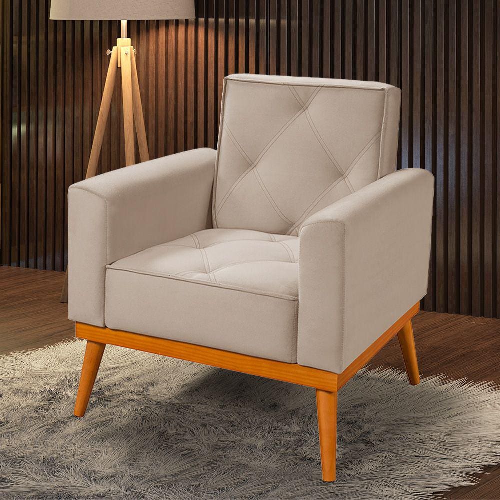 Poltrona Florença Veludo Palha