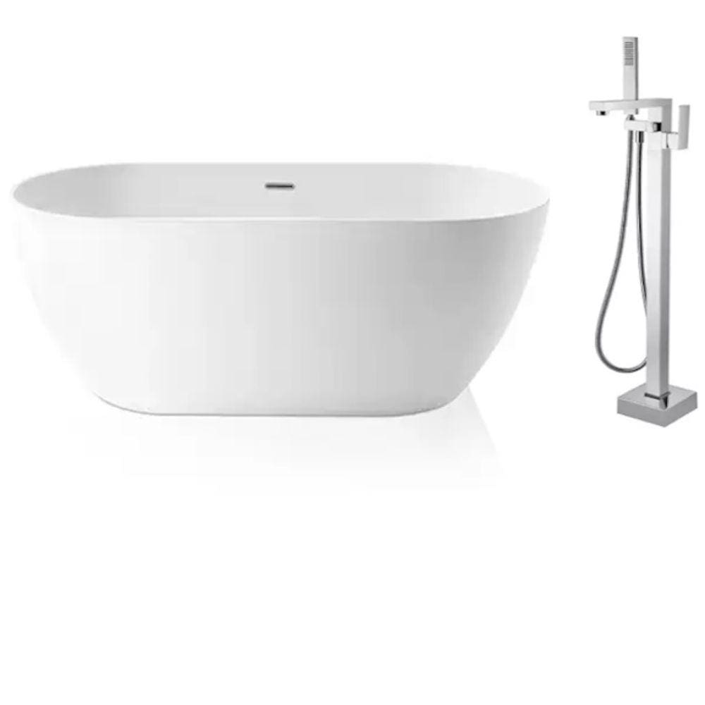 Kit Banheira Freestanding De Luxo e Misturador Cromado