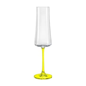 Taça De Cristal Bohemia Para Champanhe 210 ml Amarela Xtra 1 Peça