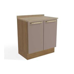 Gabinete De Cozinha Modulado Balcão Botanic M623 2 Portas C-tampo 80cm Nogueira-fendi-nogueira - Kappesberg