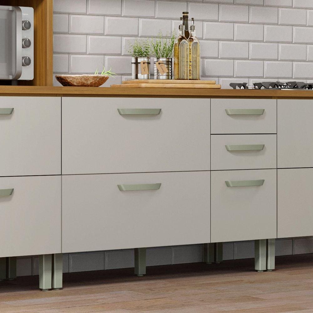 Balcão de Cozinha 2 Portas 3 Gavetas 120cm Princesa 100% Mdf Freijó/Off White