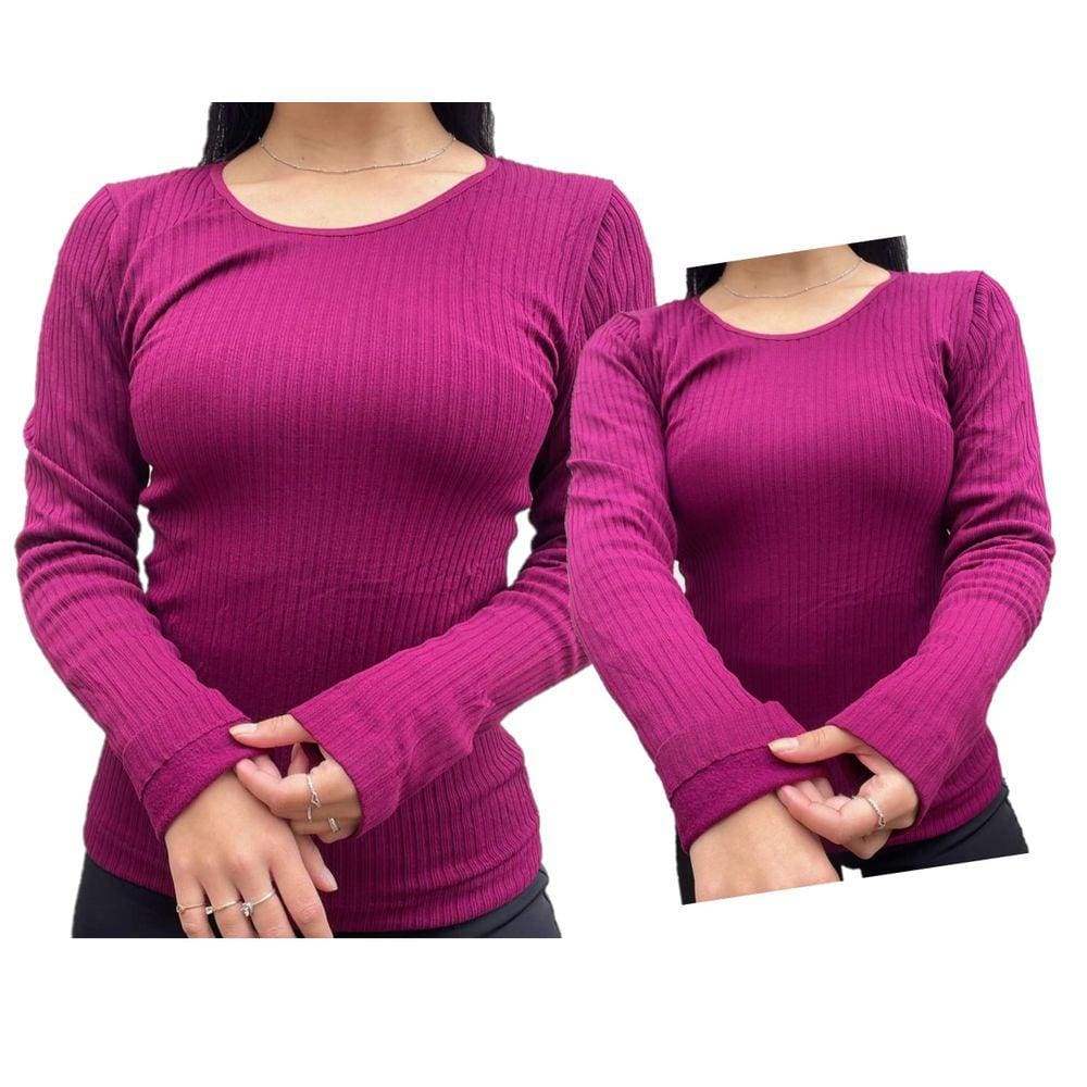 Blusa Segunda Pele Térmica Canelada Feminina - Blusa Flanelada