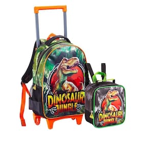 Mochila Rodas Costas + Lancheira Dinossauro 40x29x13cm