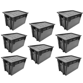 Kit 8 Organizador Multiuso Caixa 60 Lts Preta Com Tampa