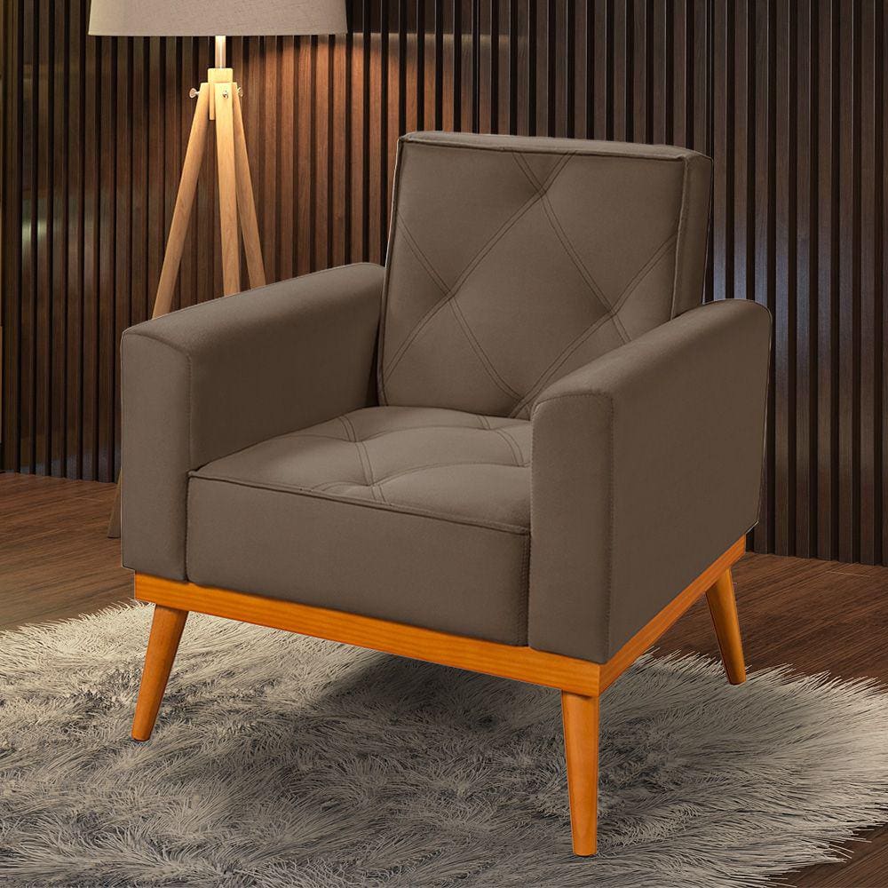 Poltrona em Veludo Florença Amêndoa