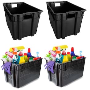 Kit Organização 2 Caixa Fechada 2 Telada 60L Black S/ Tampa