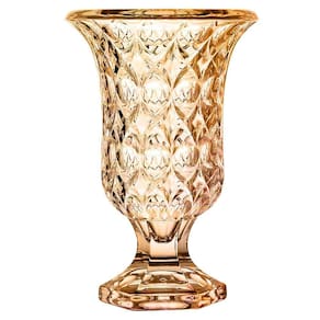 Vaso em cristal ecológico com pé D15xA23,5cm cor âmbar luste