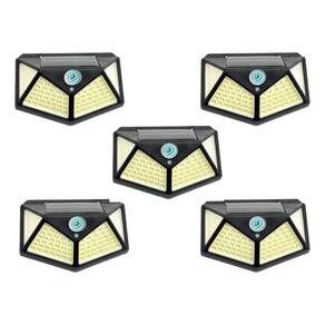 Kit 5 Luminárias Solar 100 Leds Prova Dágua Sensor Presença