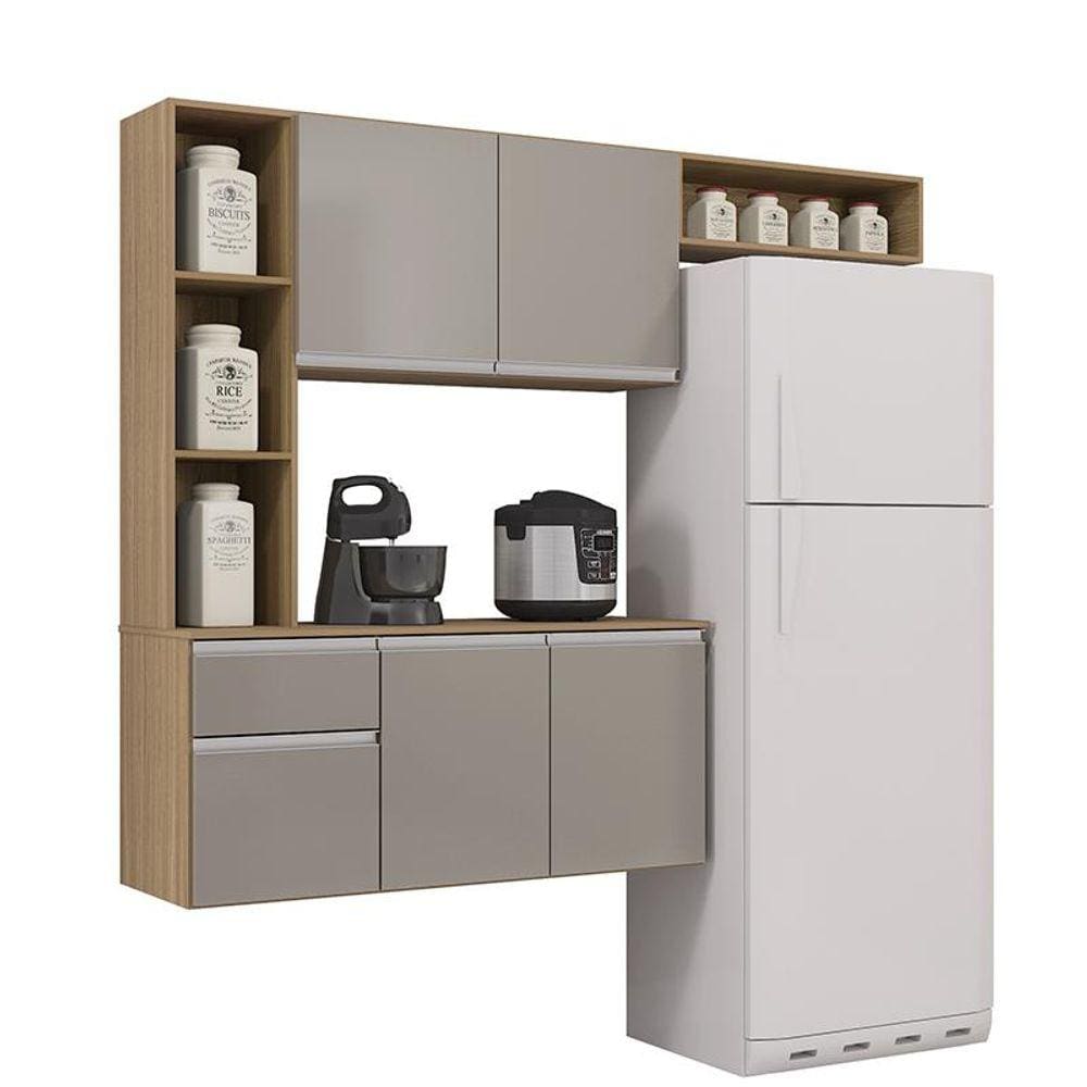 Armario Cozinha 163 cm Com 5 Portas e 1 Gaveta