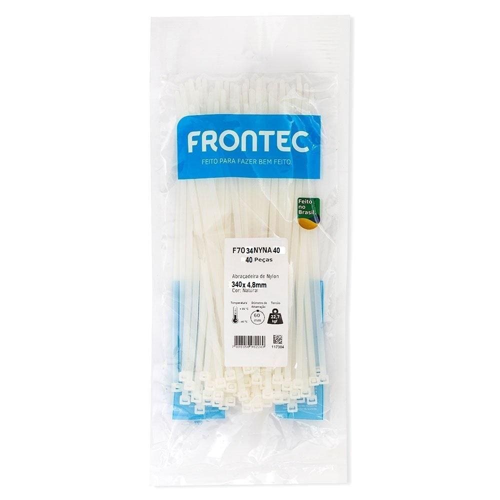 Abraçadeira Nylon 4,8 X 340Mm Branca Frontec 40Un
