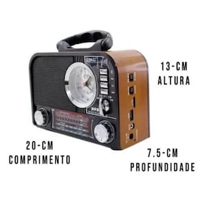 Radio Relogio Retro Bluetooth Am/Fm Cartão Memoria Bivolt Le643