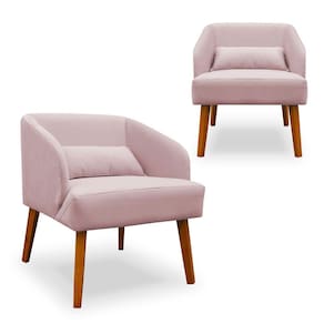 Kit 02 Poltronas Decorativa Virgínia Veludo Rosê - Montanaris Decor
