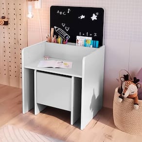 Mesa Com Quadro Para Desenho E Banqueta Branco Barney Shop Jm