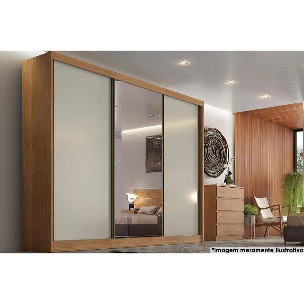 Guarda Roupa Casal 3 Portas E 6 Gavetas Natus Freijo Cumaru C/ Fendi - Novo Horizonte