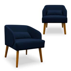 Kit 02 Poltronas Decorativa Virgínia Veludo Azul Marinho - Montanaris Decor