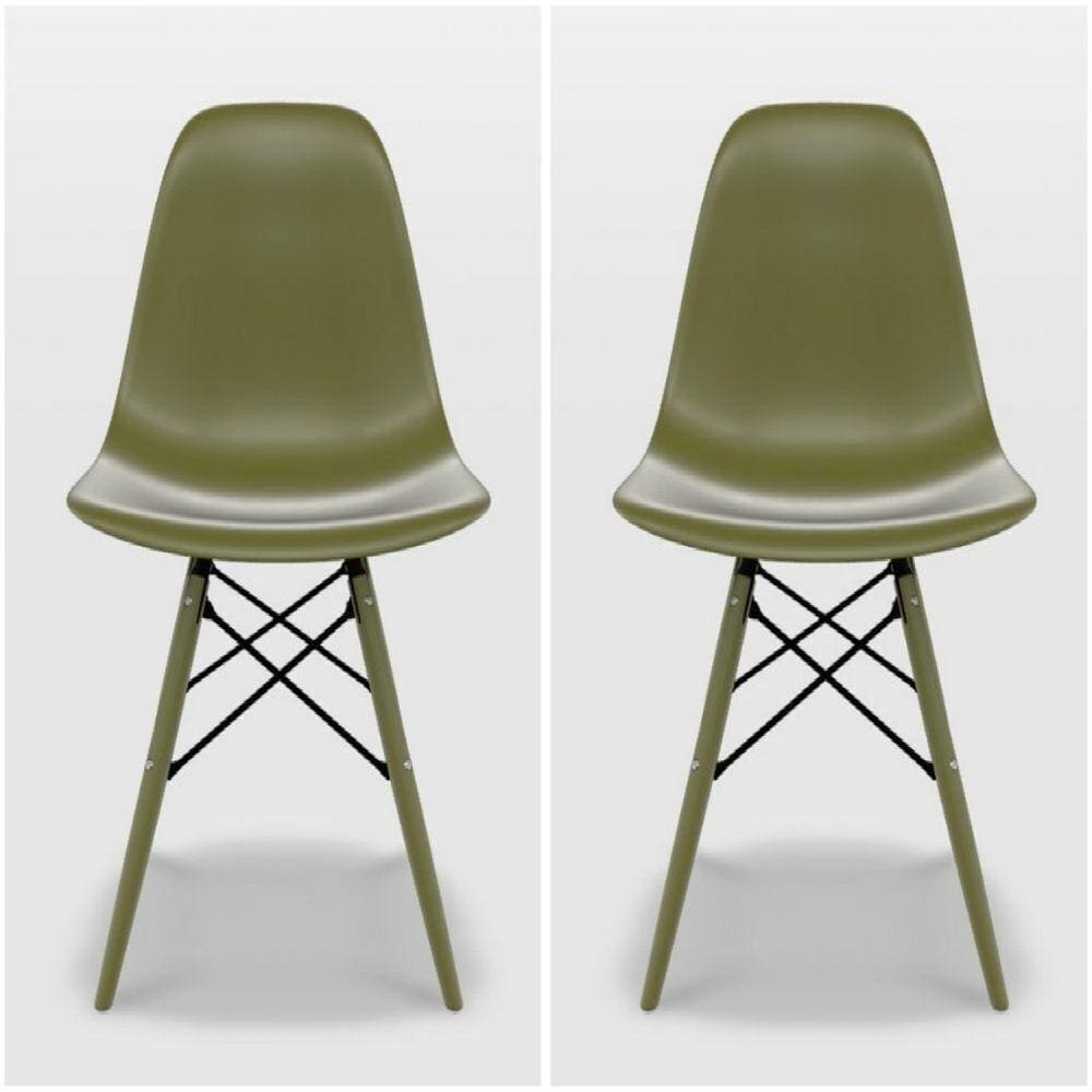 Cadeira para Sala de Jantar Eames Pp Dsw Inj Verde Militar