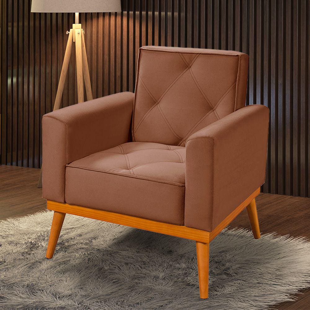 Poltrona em Veludo Florença Canela