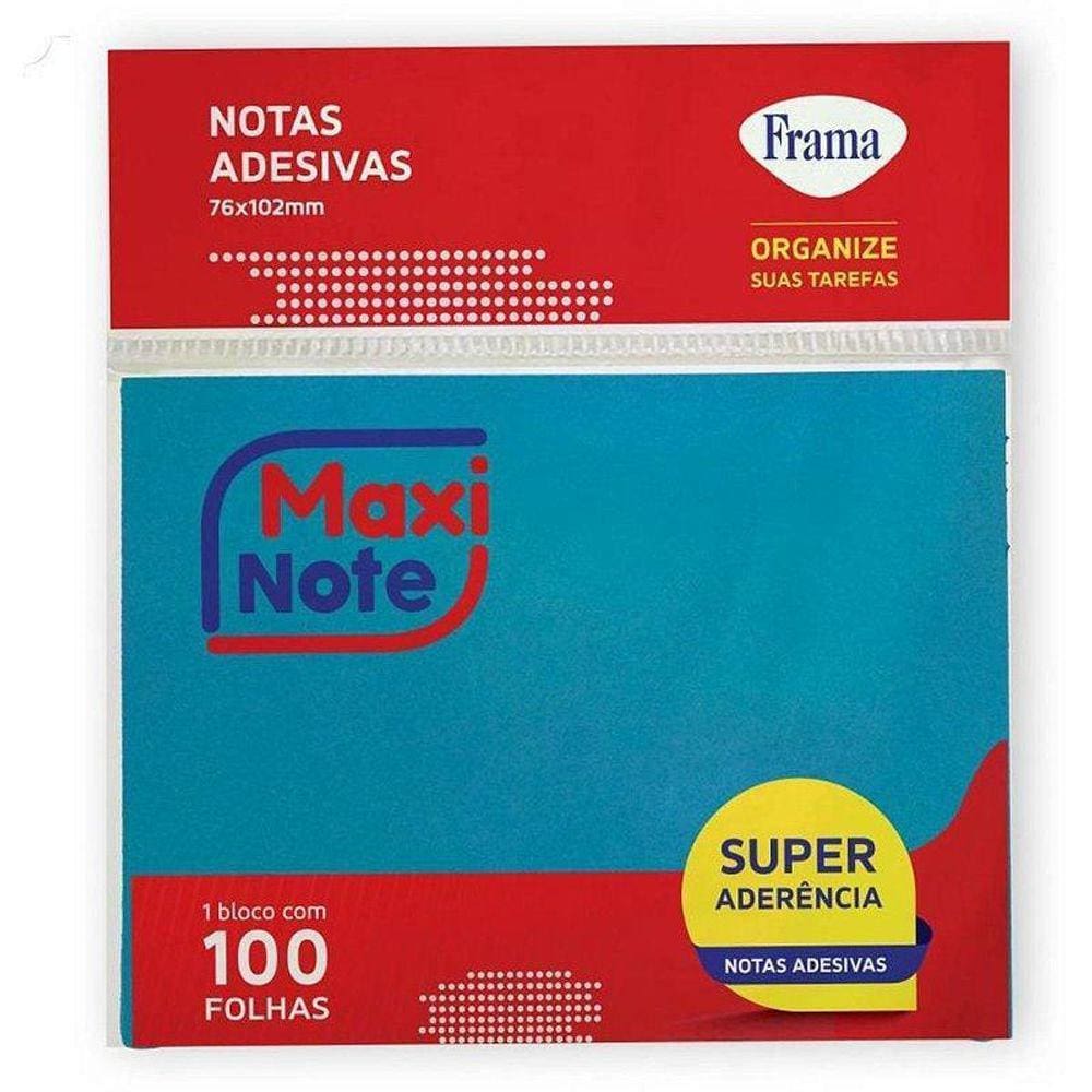 Bloco De Recado Autoadesivo 76X102Mm Maxi Azul Neon 100Fl